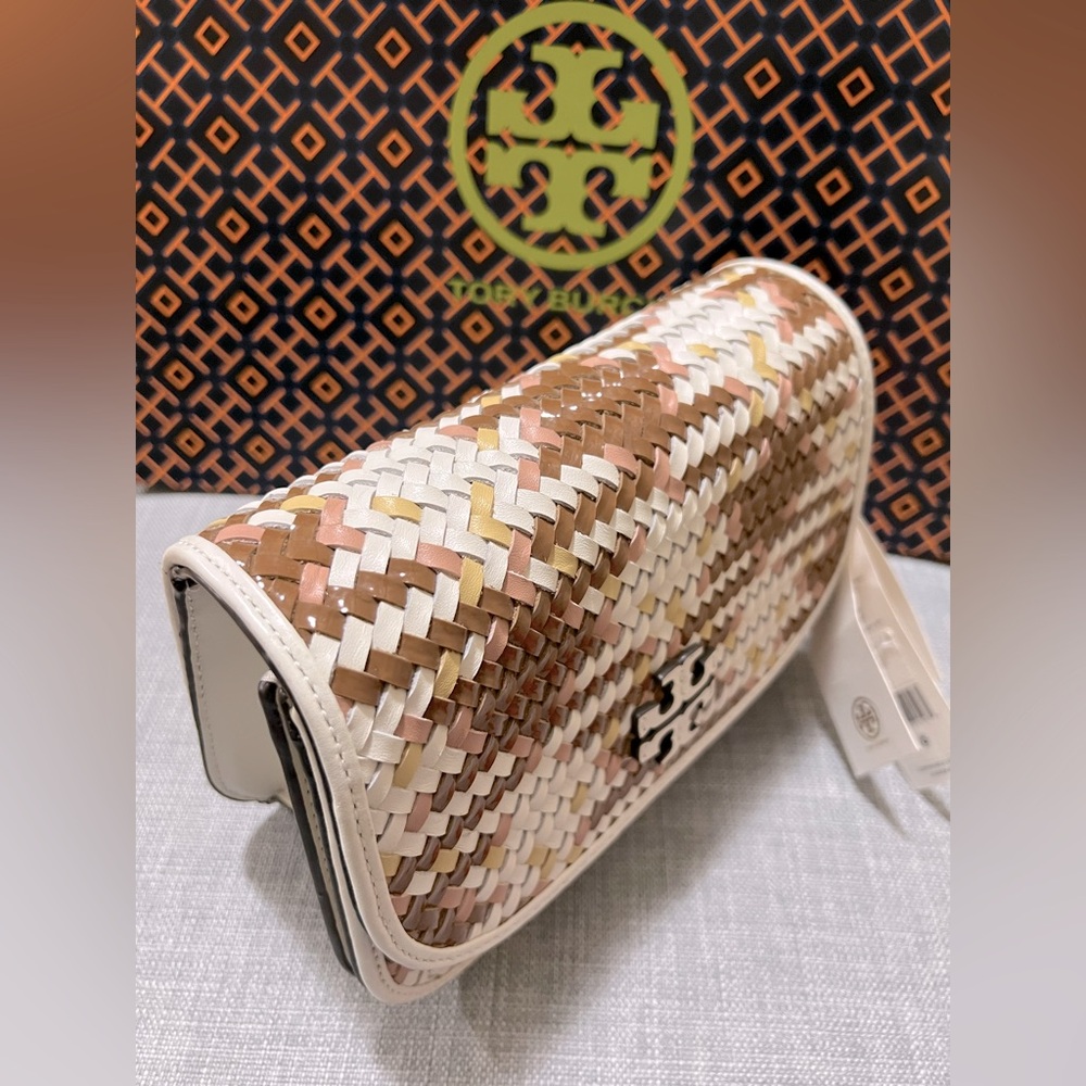 NWT Tory Burch Britten Woven Saddle Bag - Picture 6 of 15